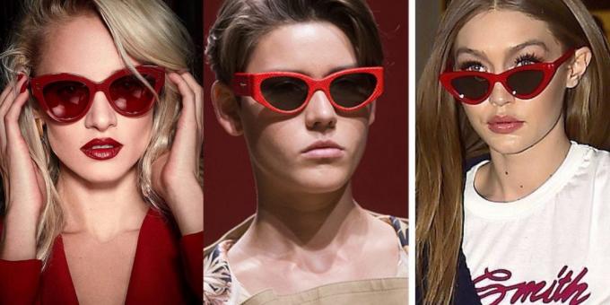 Kvinnors solglasögon i en röd ram