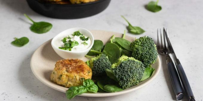 Kycklingbröstkotletter med broccoli och spenat