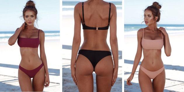 Vacker badbyxor: Bikini med tunna axelband