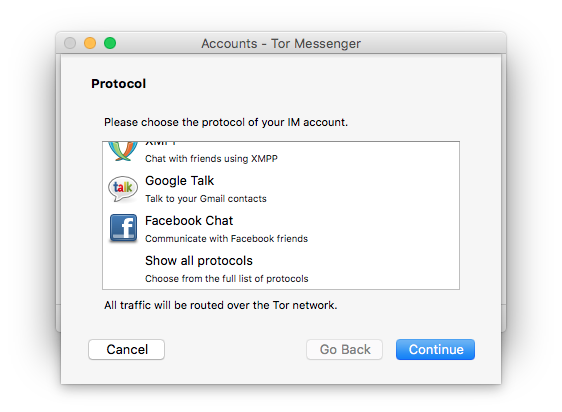 Anonymous Tor Messenger chattar