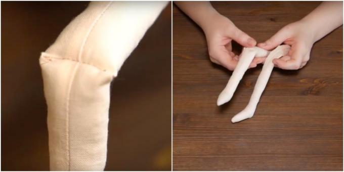 Hur man syr en Tilda-docka: markera knäna
