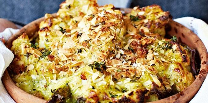 Hur man förbereder blomkål: Bakad blomkål med ostsås med broccoli