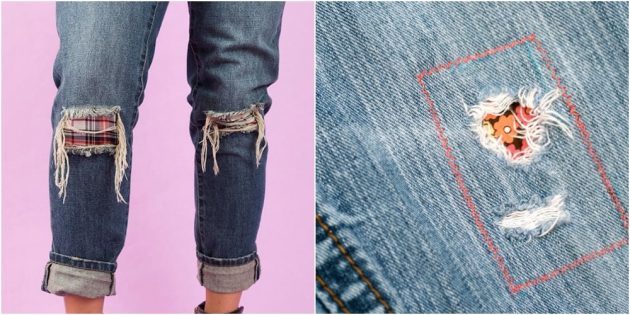 hur man syr upp hål i jeans