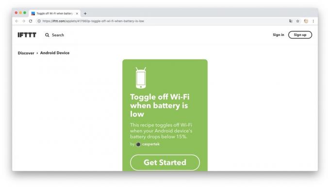 Action Automation med IFTTT recept: spara på batteriet