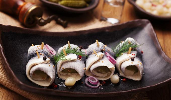 Rollmops med senap och lök