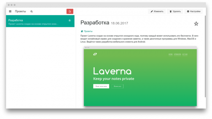 Laverna: en online-kund