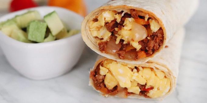 Burrito med äggröra och chorrizo