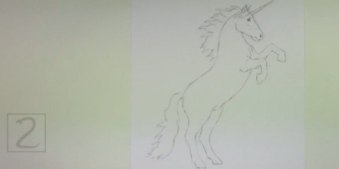 Sicksacklinjer, rita en man och svans Unicorn