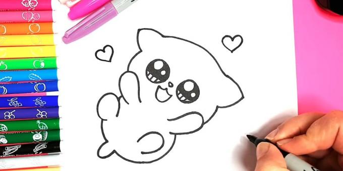 Hur man drar anime katt: Around hjärtan print