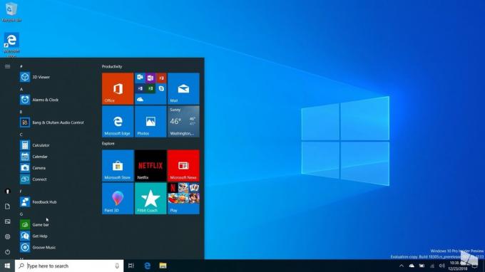 Spring uppdatera den version av Windows 10: bzmeneniya i menyn "Start"
