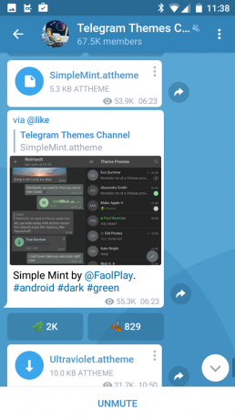 telegram för Android: Blå tema