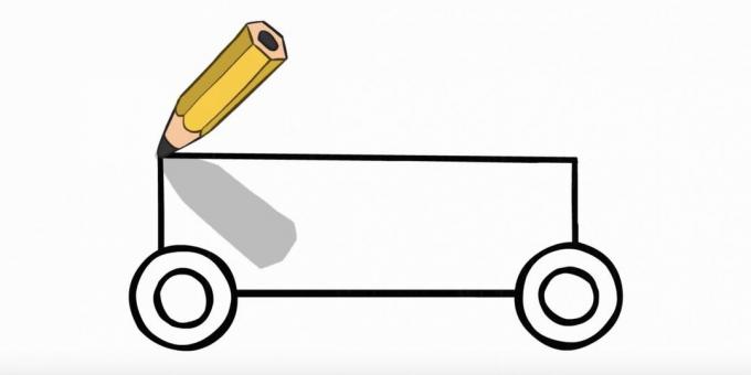 Hur man ritar en polisbil: anslut hjulen längst upp och ned