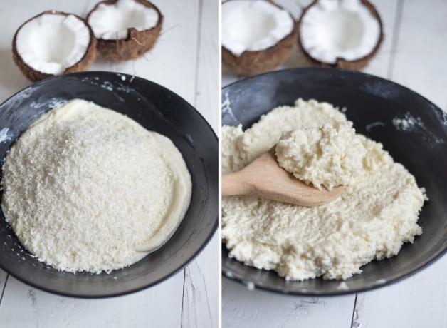 Coconut kex med färskost: Blanda ingredienserna