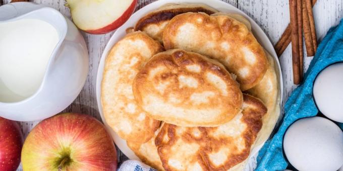 Pannkakor med äpplen och gryn