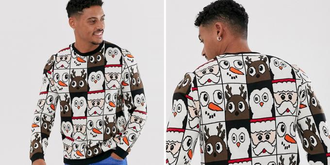 Jul tröja med ett kontinuerligt mönster av Asos Design