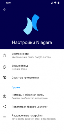 Launcher för Android Niagara Launcher: Inställningar