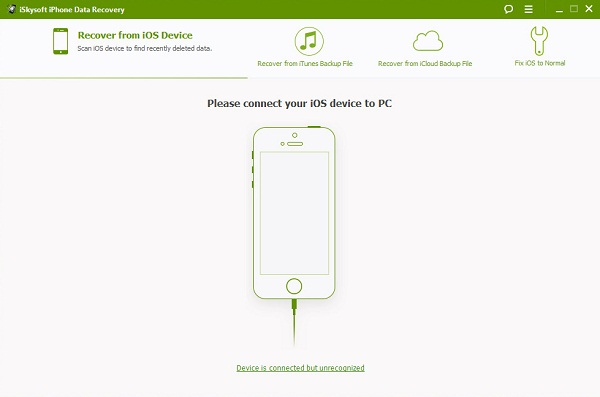 iSkysoft iPhone Data Recovery: Anslut smartphone på PC