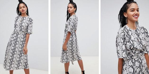 Klänning med snake print av Miss Selfridge