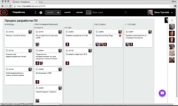 Kanban styrelse i Kaiten