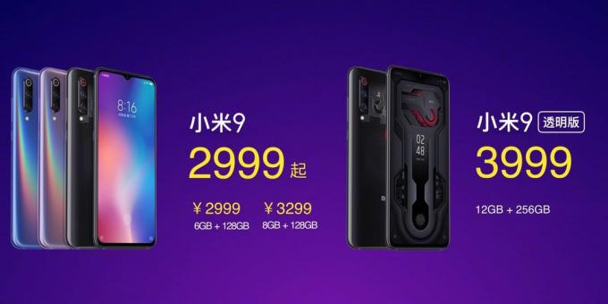 Funktioner Xiaomi Mi 9: Priser