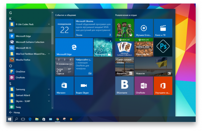 i Windows 10: Meny