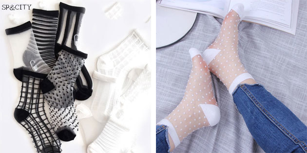 Vackra sockor: Nylon strumpor transparent