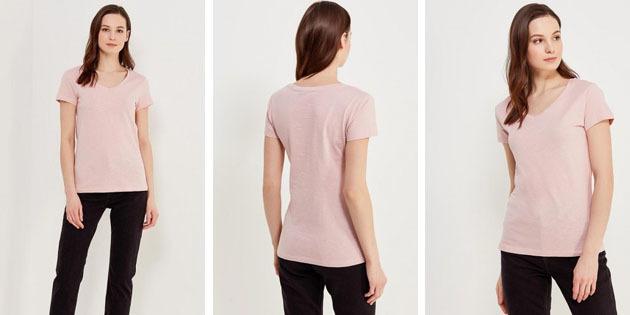 Grundläggande T-shirts från europeiska butiker: T-shirt Sela färg Dusty Rose