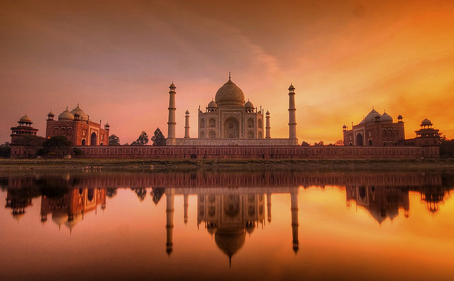 Sunset på Taj Mahal