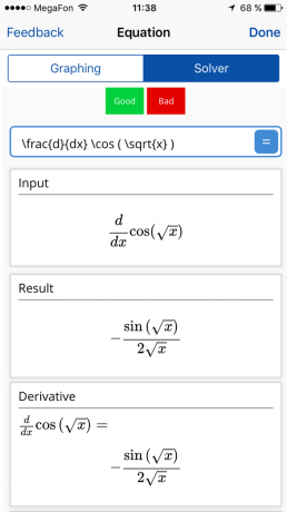 Mathpix: beräkningen av derivatet