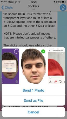 Hur man gör klistermärken för Telegram: skicka fotot som en fil