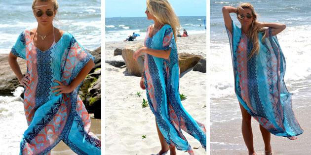 Strandklänning: Klänning med geometriska utskrifter