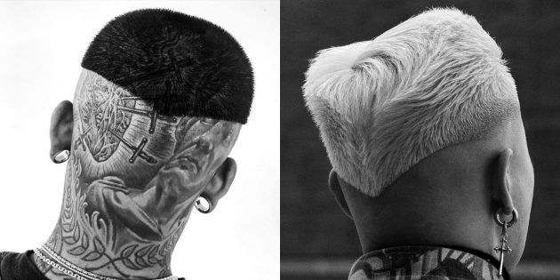 Trendig mäns frisyrer för fans av extrema sporter: Cut triangulära kant