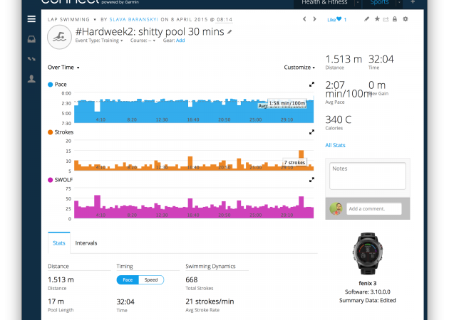 Simma med Garmin fenix 3 i pool