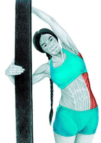 Anatomi stretching: lateral lutning på väggen