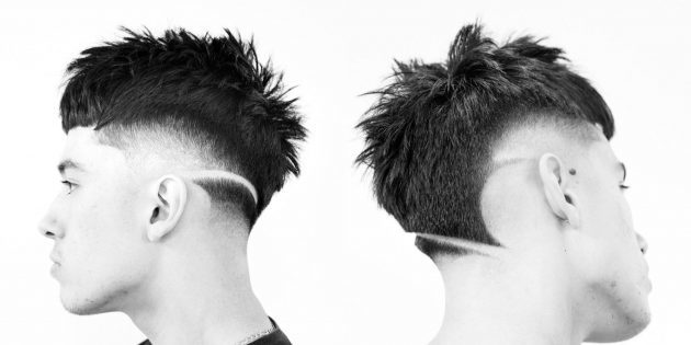 Trendig mäns frisyrer för fans av extrema sporter: rakade mönster