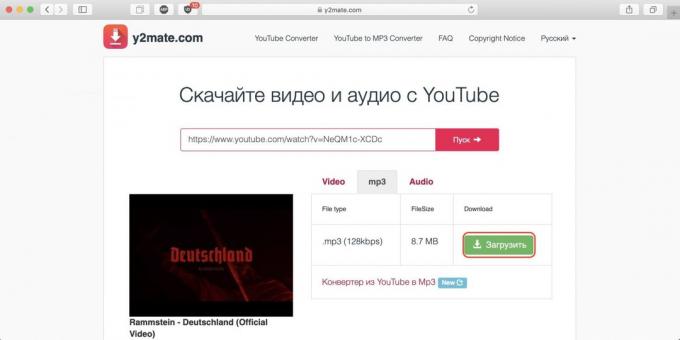 Hur man laddar ner musik från YouTube via y2mate onlinetjänst