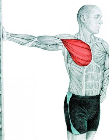 Anatomi stretching: stretching bröstmusklerna i väggen