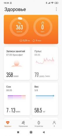 Huawei GT 2e: mätvärden för hälsa och fysisk aktivitet i appen