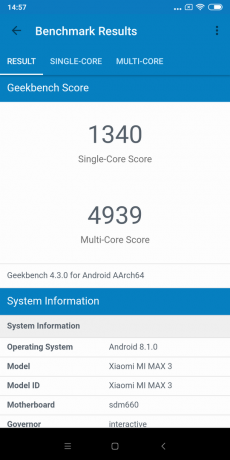 recension Xiaomi Mi Max 3: Geekbench