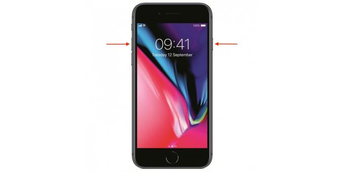 Så att starta om iPhone: iPhone 8