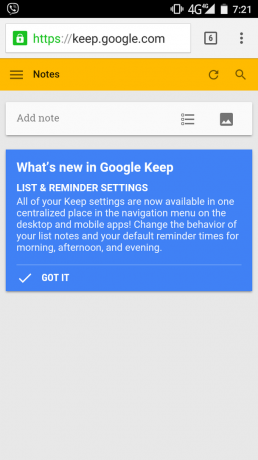 Google Keep: uppdatering