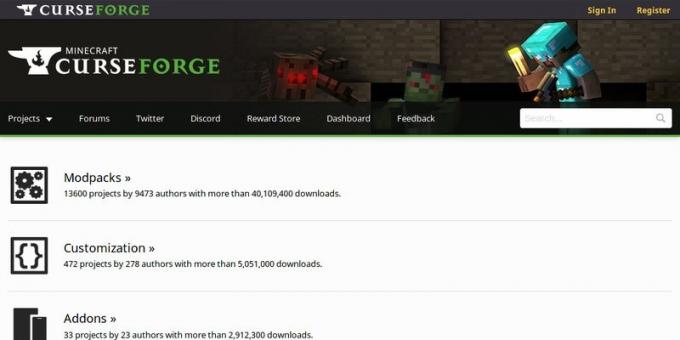 Mode Om att ladda ner Minecraft: CurseForge