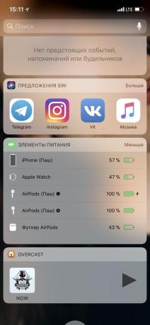 AirPods: widget "Batterier"