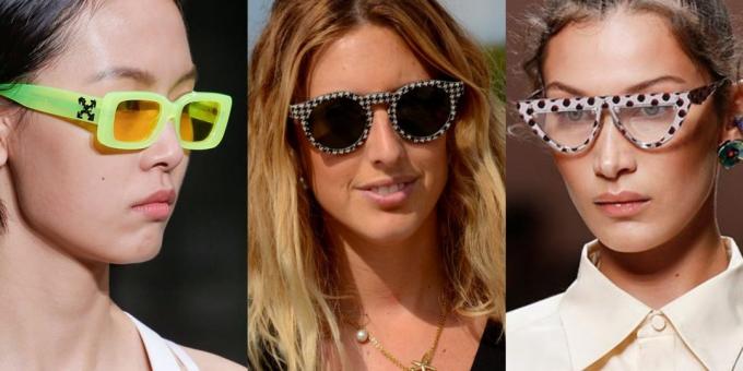 Kvinnors solglasögon på bred kantad med ljusa utskrifter