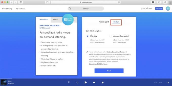Hur man använder Pandora i Ryssland: välj att betala via PayPal väljer frekvensen av avskrivningar och tick