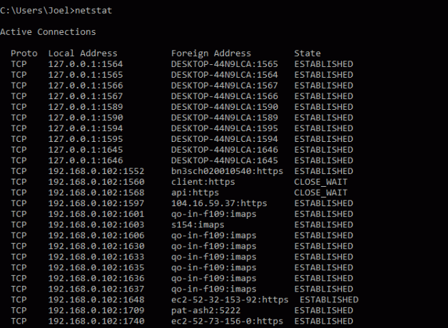 konsol kommandon: netstat