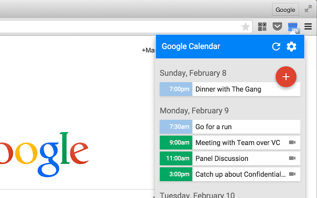 Förlängning av Google Kalender (Google)