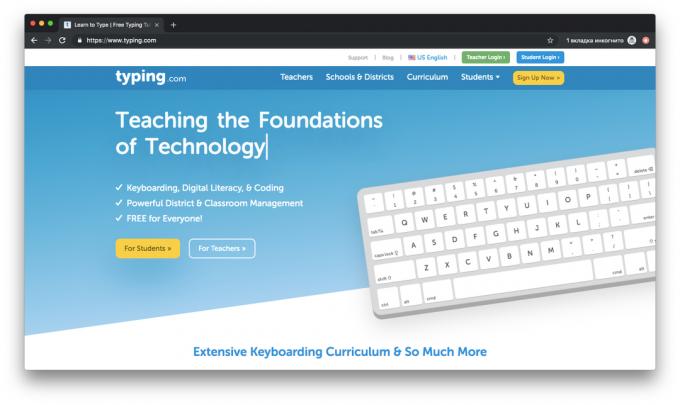Typing.com - skriva handledare på engelska
