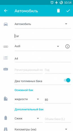Drivvo för Android: uppgifter