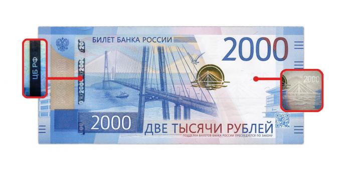 falska pengar: äkthet har 2000 rubel
